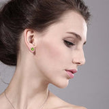 14K  Gold Natural Green Peridot Stud Earrings For Women