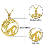 Elegant Giraffe Necklace 925 Sterling Silver Tree of Life Necklace Forever Love Family Necklace Gift for Women