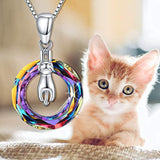 Cat Necklace 925 Sterling Silver Cat pendant with Crystal Necklace for Women Crystal jewelry Cat Jewelry Gifts for Cat Lovers Daughter