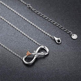 Infinity Necklace, Infinity Jewelry Rose Flower Necklace 925 Sterling Silver Infinity Rose Pendant Necklace Rose Jewelry for Women (A-Rose Gold)