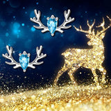 925 Sterling Silver Cubic Zirconia Christmas Gift Deer Earrings Studs For Women Girls