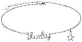 Sterling Silver Lucky Star Anklet Dainty Boho Beach Cute Foot Anklet  Adjustable Bead Heart Anklet for Women Girlfriend