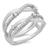 0.40 Carat (ctw) 14K Gold Round Diamond Women Annual Wedding Band Swirl Enhancer Guard Double Ring