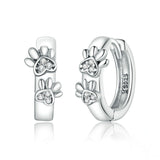 925 Sterling Silver Cute Paw Print Stud Earrings Precious Jewelry For Women