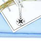 S925 Sterling Silver Choker Sideways Necklace Compass Pendant Necklace