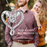 Sterling silver Love You Cute Animal Pendant with Cz Crystal Heart infinity Necklace for Women Wife