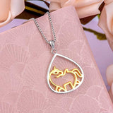S925 Sterling Silver Drop Shape Unicorn Pendant Necklace Jewelry for Women Girls