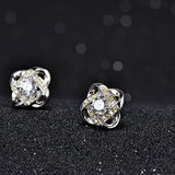Mother's Day Gifts Cubic Zirconia Stud,Knot Earrings In S925 Sterling Silver Paved CZ Infinity Earrings For Women