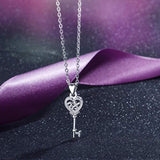S925 Sterling Silver  key&heart Necklace Pendant for Women