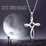 Luck Irish Celtic Knot Cross Necklace Sterling Silver Created Opal Faith Hope Love Jewelry For Women