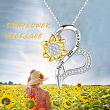 Sterling Silver i love you sunflower heart necklace Jewelry Series for Women Girls You are My Sunshine