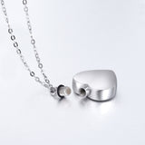 Memorial Ashes Urn Heart Necklace Three-dimensional Silver Necklace
