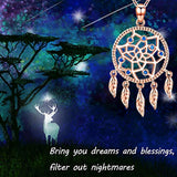 Native American Jewelry 925 Sterling Silver Dream Catcher Necklace，Feather Dream Catcher Necklace for Women