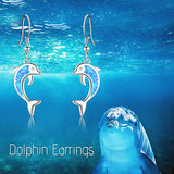 925 Sterling Silver dangle earring Blue Dolphin Earrings animal memorial jewelry gifts Women