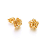 S925 Gold-plated Sterling Silver Rose Flower Earrings 