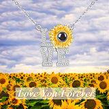 Sunflower Necklace Sterling Silver I Love You Necklace 100 Languages Memory Projection Necklaces You are My Sunshine Jewelry Gifts for Women