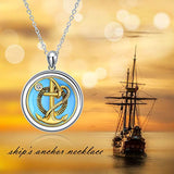 Anchor round Necklace for Women Sterling Silver Nautical Anchor Rope Fine Jewelry for Men Women, Anchor Gift Anchor Jewelry for Women