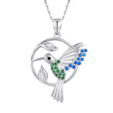 S925 Sterling Silver Hummingbird Pendant Necklace Cute Animal Necklaces for Women Gifts