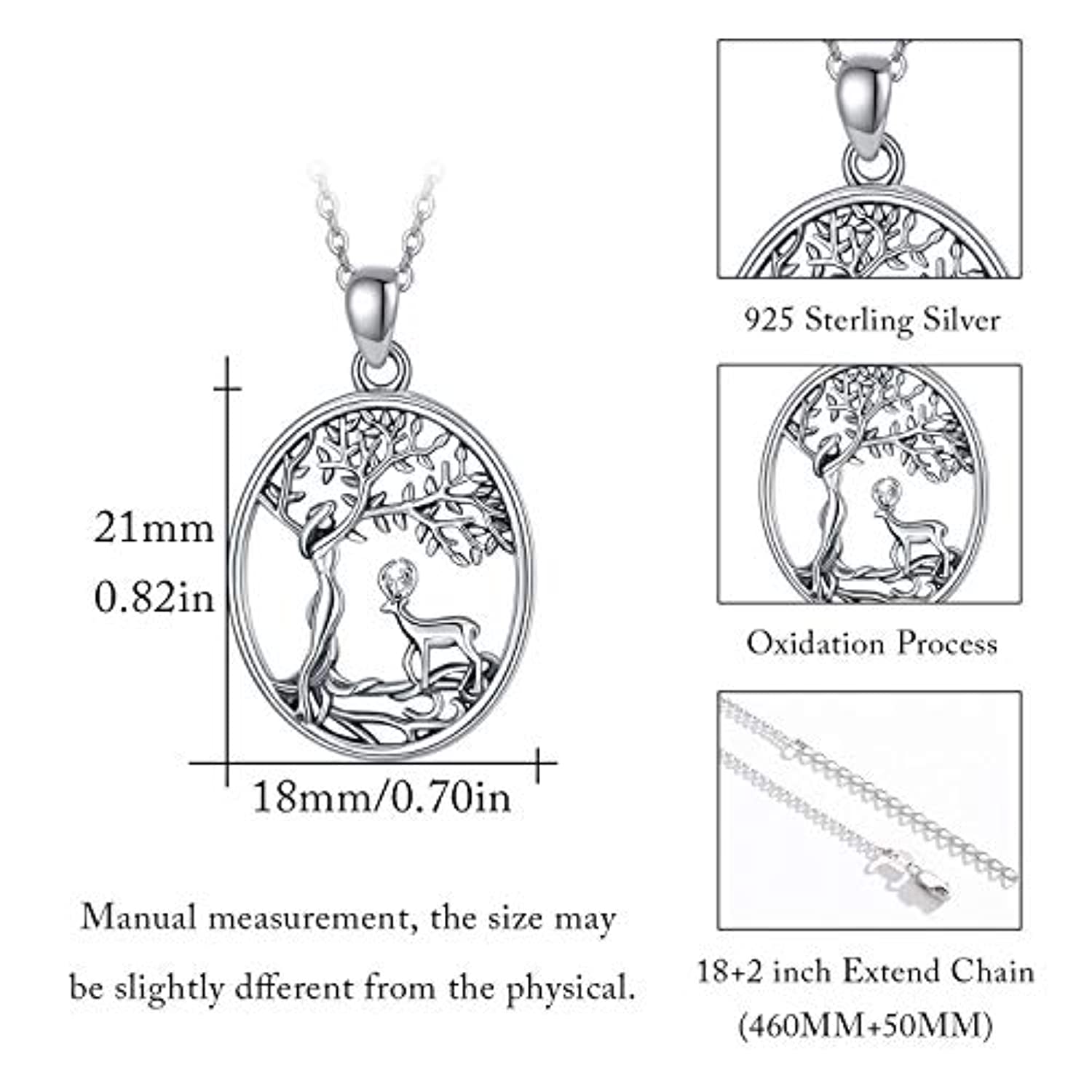 Tree of Life Necklace for Women Dainty Family Tree Forest Goddess Elk Good Luck Pendant Necklace  for Women