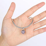 925 Sterling Silver Dangle Heart Charm for Women Snake Bracelet Charm