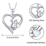 Cute Squirrel Animal Necklace S925 Sterling Silver Squirrel&Opal Animal Jewelry Forever Love Heart Pendant Necklace Gifts for Women