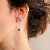 925 Sterling Silver Cubic Zirconia Elegant Figure 8 Infinity Dangle Earrings Blue