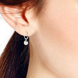 Moon Orbits White Pearl 925 Sterling Silver Hoop Earrings