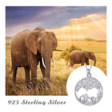 Elephant Tree of Life Necklace 925 Sterling Silver Mom and Baby Elephant Pendant Necklace for Women Girls with Gift Box