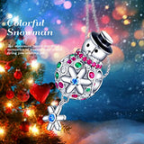 Christmas Snowman Charm  925 Sterling Silver Colorful Stone Charm Beads for Women