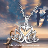 Sterling Silver Swans Necklace Pendant Infinity Love Necklaces Birthday Jewelry Gifts with 18'' Chain for Women Girls