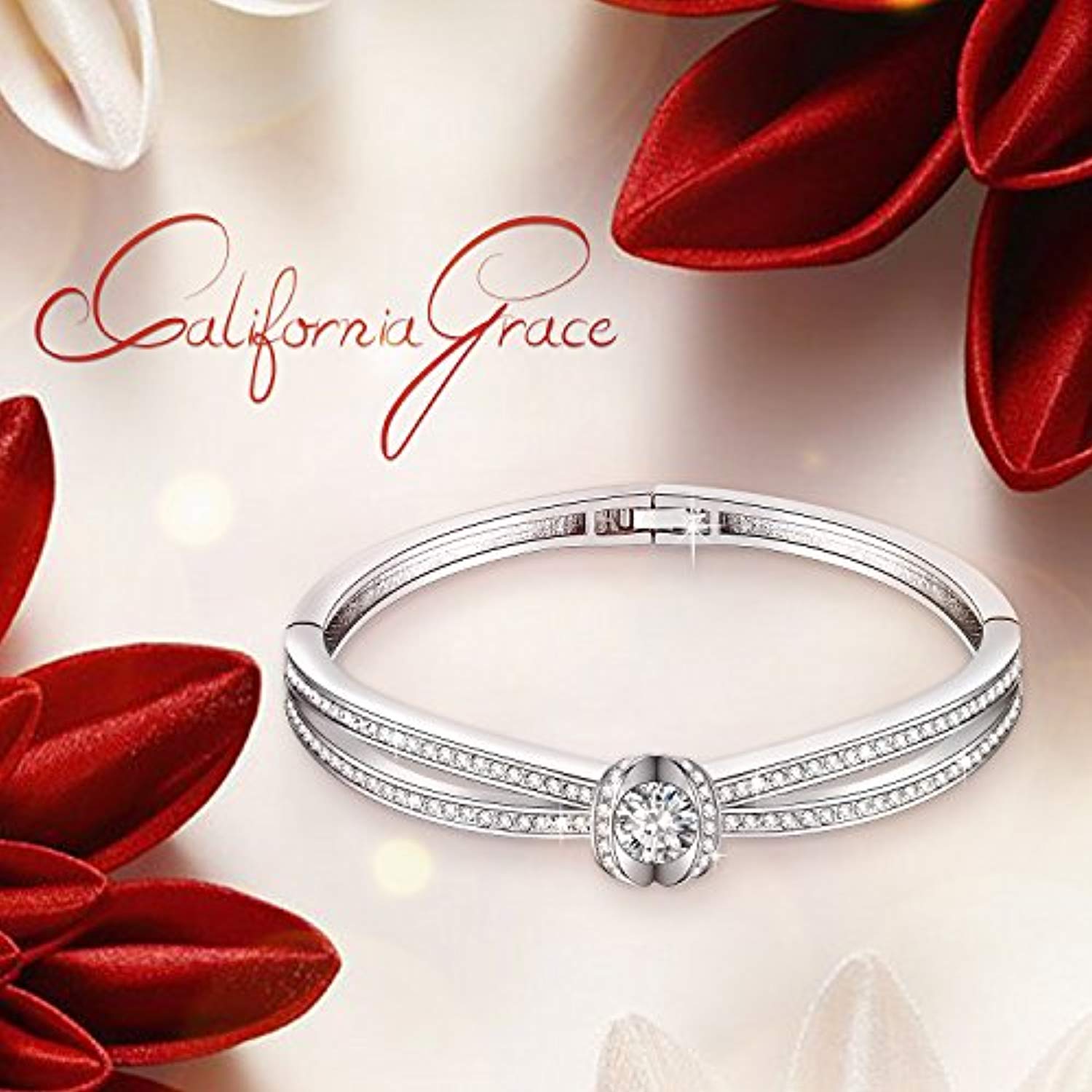 Buy Stainless Steel Crystal Bangle Bracelet for Women ¨C209mm Size 8 -  Paved with Swarovski Crystal Elements - Ideal for Bridal Wedding, Prom,  Party Online at desertcartINDIA