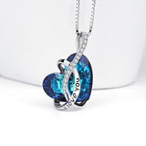 Mother's Day I Love You Heart Design Necklace Blue Crystal Necklace