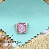 Women's 925 Sterling Silver 5 Carats Radiant Cut CZ Elegant Ring Pink