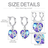 Sterling Silver  Heart Love Knot Drop Earrings with Swarovski Crystals For Women