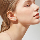 Opal Earrings, 925 Sterling Silver Tiny Stud Earrings with Cubic Zirconia for Women