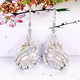 925 Sterling Silver CZ Party Leaf Baroque Hook Dangle Earrings Adorned with crystals