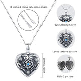 Lotus Locket for Women That Holds Pictures,925 Sterling Silver Lotus Heart Locket Pendants Necklace Jewellery Gift