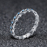 S925 sterling silver tread wave ring oxidized zircon ring