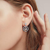 S925 Sterling Silver Lotus Flower Chic Round Earrings Set with Cubic Zirconia Stud Earrings