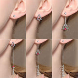 Threader Earrings for Women, 925 Sterling Silver Tree of Life  Cubic Zirconia Drop Earrings Gift for Women