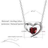 September Birthstone Sterling Silver Natural Garnet Created Emerald/Ruby/Sapphire Heart Pendant Necklace Fine Jewelry for Women 16
