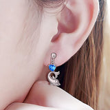 925 Sterling Silver Cubic Zirconia Blue Cz Heart Dolphin Stud Earrings for Women Girls Gift