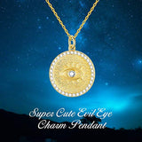 925 Sterling Silver Evil Eye in textured disc Pendant Necklace for Women