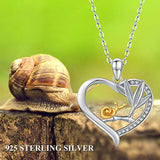 Snail Necklace 925 Sterling Silver Conch Shell Necklace Animal Pendant for Women Heart Necklace Cubic Zirconia Snail Pendant Necklace for Friend