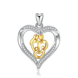 S925 heart-shaped love cz necklace pendant yellow gold plated  jewelry for mother's day