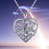 Heart Shaped Sterling Silver Necklace for Women Girls - 18'' Chain