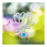 S925 Sterling Silver Lotus Flower Necklace Evil Eye Necklaces White Opal Pendant Flower Yoga Jewelry for Women