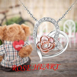 Jewelry Rose Flower Necklace 925 Sterling Silver Charm Follow Your Heart Pendant Valentine's Gifts for Women Girlfriend Mom