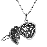 Romantic Filigree Heart Locket 925 Sterling Silver Pendant Necklace