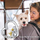 S925 Sterling Silver Dog Necklace with A Girl Cute Animal Pendant